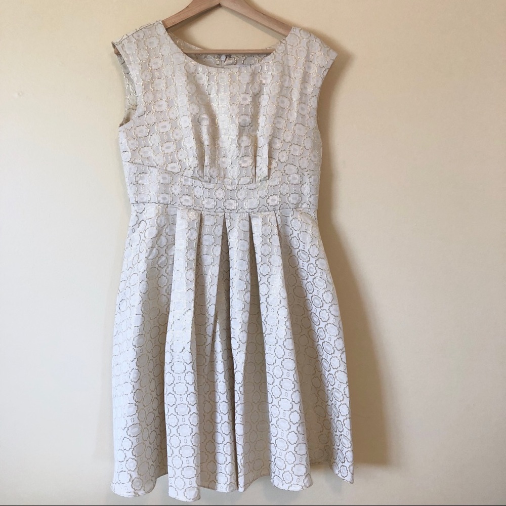 Cream and gold Geode ModCloth cocktail dress